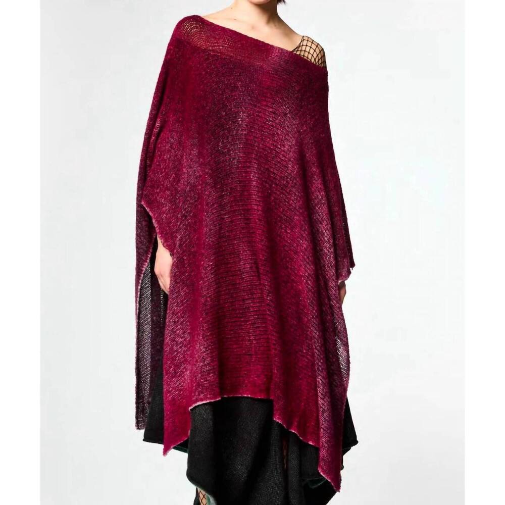 NEW AVANT TOI women's easy fitting poncho in cherry